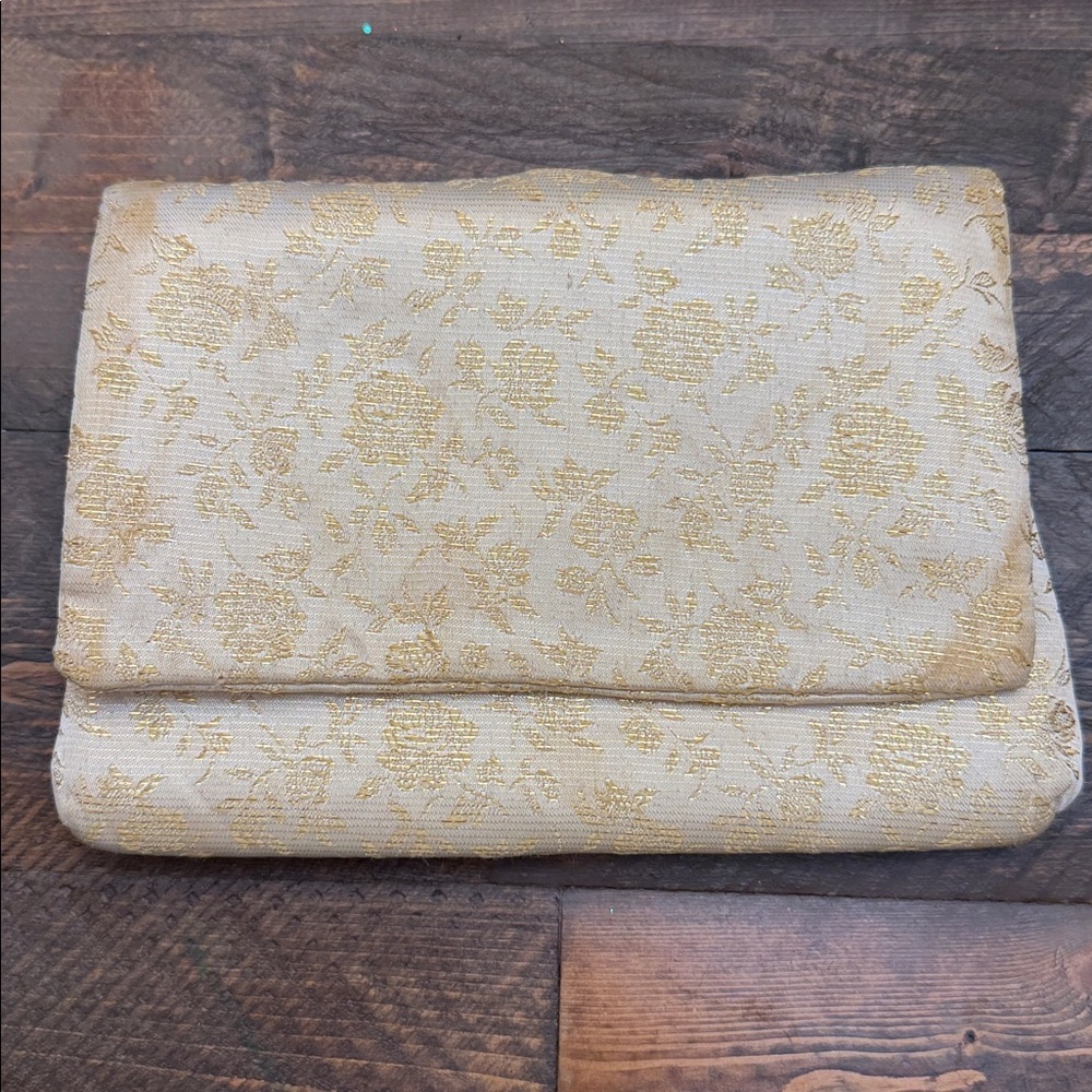Nice Vintage Gold Floral HL Harry Levine Evening Clutch Bag Purse made USA GUC